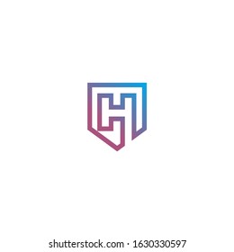vector with the initials "H" shaped shield with a modern feel