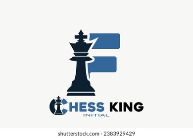 Vector initials letter F with chess king creative geometric modern logo design.