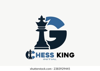 Vector initials letter G with chess king creative geometric modern logo design.