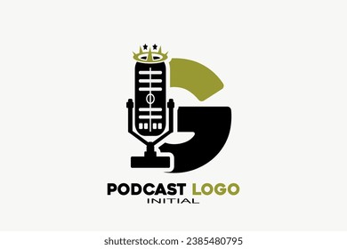 Vector initials letter G with podcast creative geometric modern logo design.