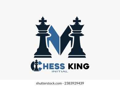 Letra de las iniciales del vector M con diseño de logotipo moderno geométrico creativo de ajedrez king.