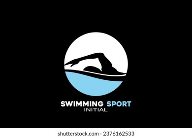 Letra O de las iniciales del vector con diseño de logotipo moderno geométrico para natación.