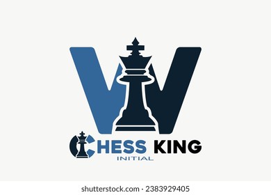 Vector initials letter W with chess king creative geometric modern logo design.