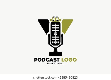 Vector initials letter Y with podcast creative geometric modern logo design.