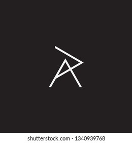 Vector initials line AR. black and white design.