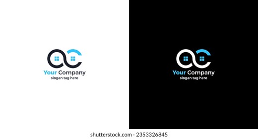 a vector of the initials O and a window suitable for your company logo, simple and elegant, and very high quality