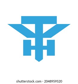 Vector initials TYH. The lettering connects with a clean and modern design