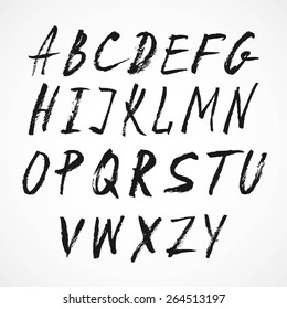 Vector Ink Alphabet. Ink Font. ABC Painted Letters. Modern Brushed Lettering. Painted Alphabet.