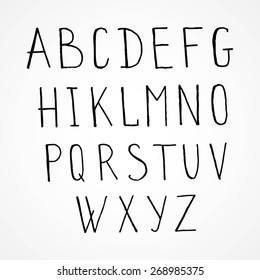 Vector Ink Alphabet. Ink Font. ABC Painted Letters. Modern Brushed Lettering. Painted Alphabet.