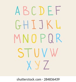 Vector Ink Alphabet. Ink Font. ABC Painted Letters. Modern Brushed Lettering. Painted Alphabet.