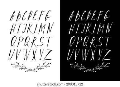 Vector Ink Alphabet. Ink Font. ABC Painted Letters. Modern Brushed Lettering. Painted Alphabet.