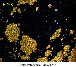 vector ink background with pieces of gold leaf