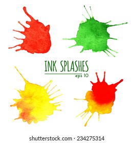 Vector ink blob collection on white background