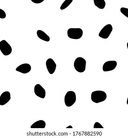 Vector Ink Blob. Speckle Paint Dirt. Irregular Mud Texture. Seamless Dot Background. Isolated Dot Circle Shape. Dirty Spot. Vector Polka. White Animal Effect. Black Fluid Ink. Polkadot Drop Pattern