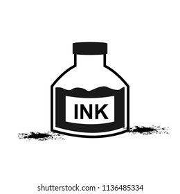 vector ink bottle illustration isolated, calligraphy object - art icon