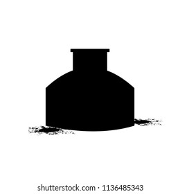 vector ink bottle illustration isolated, calligraphy object - art icon