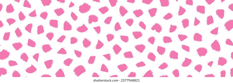 Vector ink brush abstract seamless pattern. Endless bold brush stroke texture. Hand painted light pink Korean, Chinese, Japanese ink brush strokes. Isolated grungy elements. Playful background