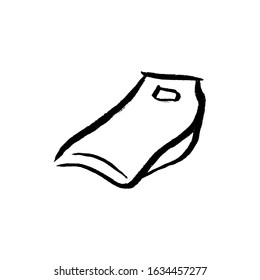 Vector ink brush illustration of plastic bag with handles. Plastic package  isolate on white background. Eco, plastic free concept, save the ocean collection template