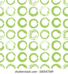 Vector ink brush stokes abstract pattern. Grunge circles texture background. Creative seamless pattern.