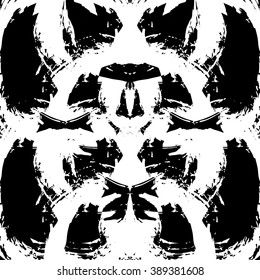Vector ink brush strokes. Abstract textured bold black ink spots or paint stains in free shapes on white isolated background in vector. Grunge free style design. Paint brush splash background texture