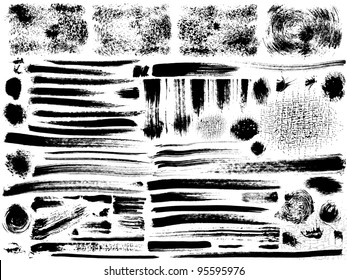 vector ink brush strokes set