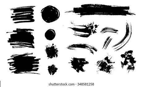 Vector ink brush strokes and textures. Hand drawn background