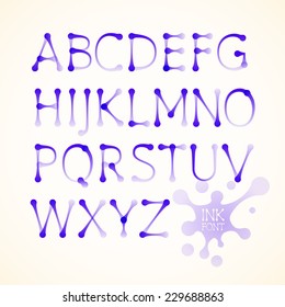 Vector ink drawn uppercase akphabet. Eps10. Transparency used. RGB. Global colors. Gradients used