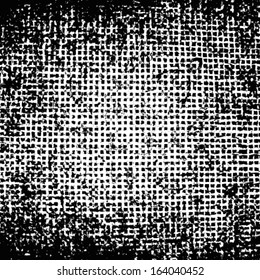 Vector ink grunge brush. Grunge grid black and white texture. 