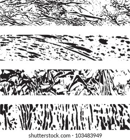 Vector ink grunge brush strokes set
