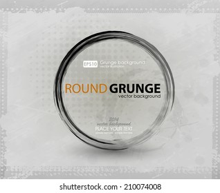 Vektorrosa Grunge-Rahmen. Pinselkreisstruktur für Knöpfe. Vektorgrafik.