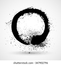 Vector ink grunge circle frame