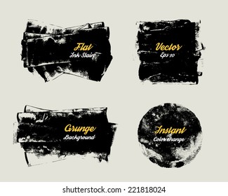 Vector Ink grunge stains. Instant color change. Can be used in web, banner, poster design.