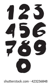 Vector ink hand draw numbers.