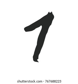 Vector ink hand drawn number one black on white hand written 1