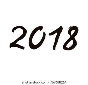 Vector ink hand written black on white volumetric lettering card hand drawn calligraphy 2018