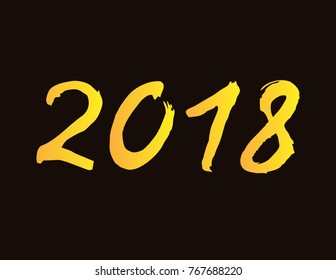 Vector ink hand written golden on black volumetric lettering card hand drawn calligraphy 2018