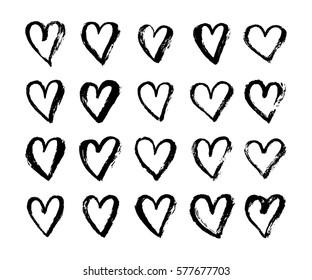 Vector ink hearts symbol on Happy Valentines Day. Grunge style