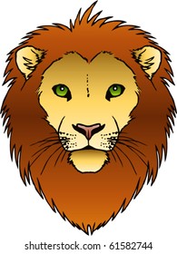 A vector ink illustration of a lion's face.