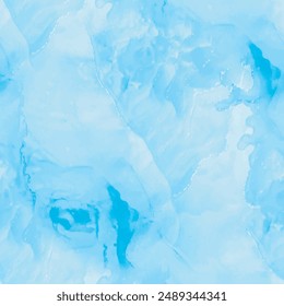 Vector Ink Marble. Blue Art Paint. Modern Abstract Sea Painting. Gold Marble Watercolor. Ocean Golden Texture. Light Elegant Watercolor. Watercolor Canvas. Foil Seamless Background. Luxury Alcohol Ink