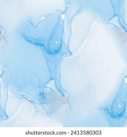Vector Ink Marble. Fluid Elegant Watercolor. Modern Abstract Ink Template. Blue Abstract Watercolor. Water Luxury Pattern. Gold Marble Background. Foil Art Paint. Watercolor Canvas. Liquid Alcohol Ink