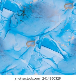 Vector Ink Marble. Modern Abstract Art Painting. Foil Marble Watercolor. Blue Ink Paint. Fluid Elegant Watercolor. Metal Golden Glitter. Watercolor Canvas. Gold Oriental Background. Luxury Alcohol Ink