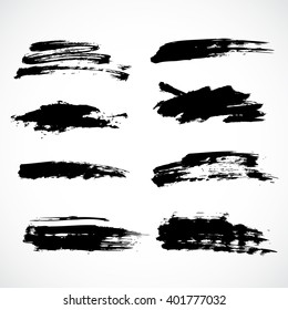 Vector Ink Paint Brushes Stoke Grunge Black Template