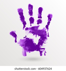 Vector ink paint human hand or handprint on white background. Painted hands, colorful fun. Creative, funny and artistic illustration.
