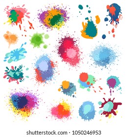 Vector ink paint splat, paint splashes color background.