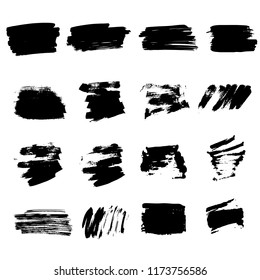 Vector ink and paint textures set. Grungy hand drawn elements
