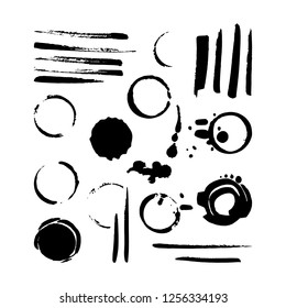 Vector ink and paint textures set. Grungy hand drawn lines, spots, drops and stains. Handmade design elements.
Vector  illustration EPS 10