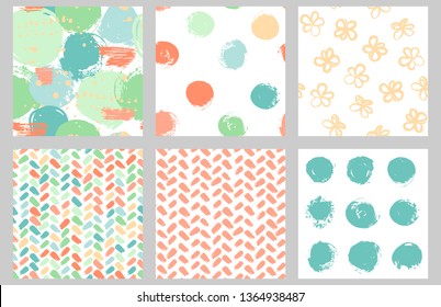 Vector ink and paint textures set. Grungy hand drawn elements. Surface pattern design for fabric and textile