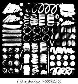 Vector ink and paint textures set. 
Grunge hand drawn lines, spots, stamps, drops and stains.