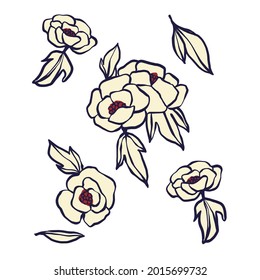 Vector ink pen drawing simple and modern flower illustration digital artwork graphic resource