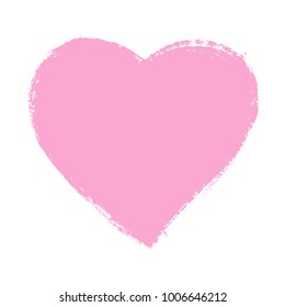 Forma de corazón rosa de la tinta del Vector, símbolo en el día de San Valentín feliz. Estilo grunge